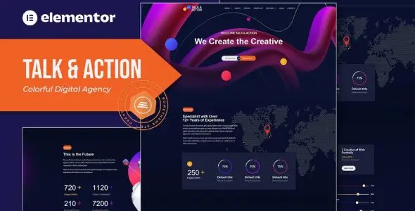 Talk & Action – Colorful Digital Agency Elementor Template Kit